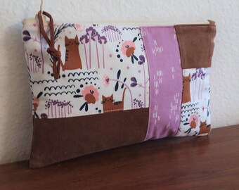 Patchwork Cotton Zippered Pouch/Pencil Case/Makeup Bag/Travel Organizer