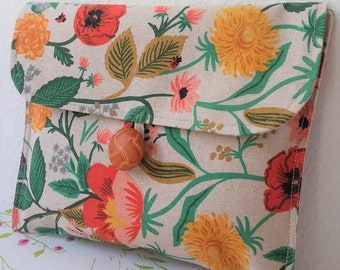 Cosmetic Bag, Clutch Purse, Wallet, Bridesmaid - All Purpose Square Pouch  Poppy Fields