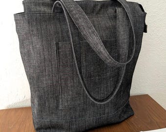 Einkaufstasche | Shopper mit Tasche | Jeansstoff | Markttasche