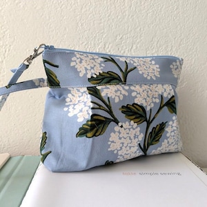Pochette, pochette, sac à main, trousse à maquillage, pochette à fermeture éclair, pochette, portefeuille, demoiselle d&#39;honneur - hortensia (bleu clair)