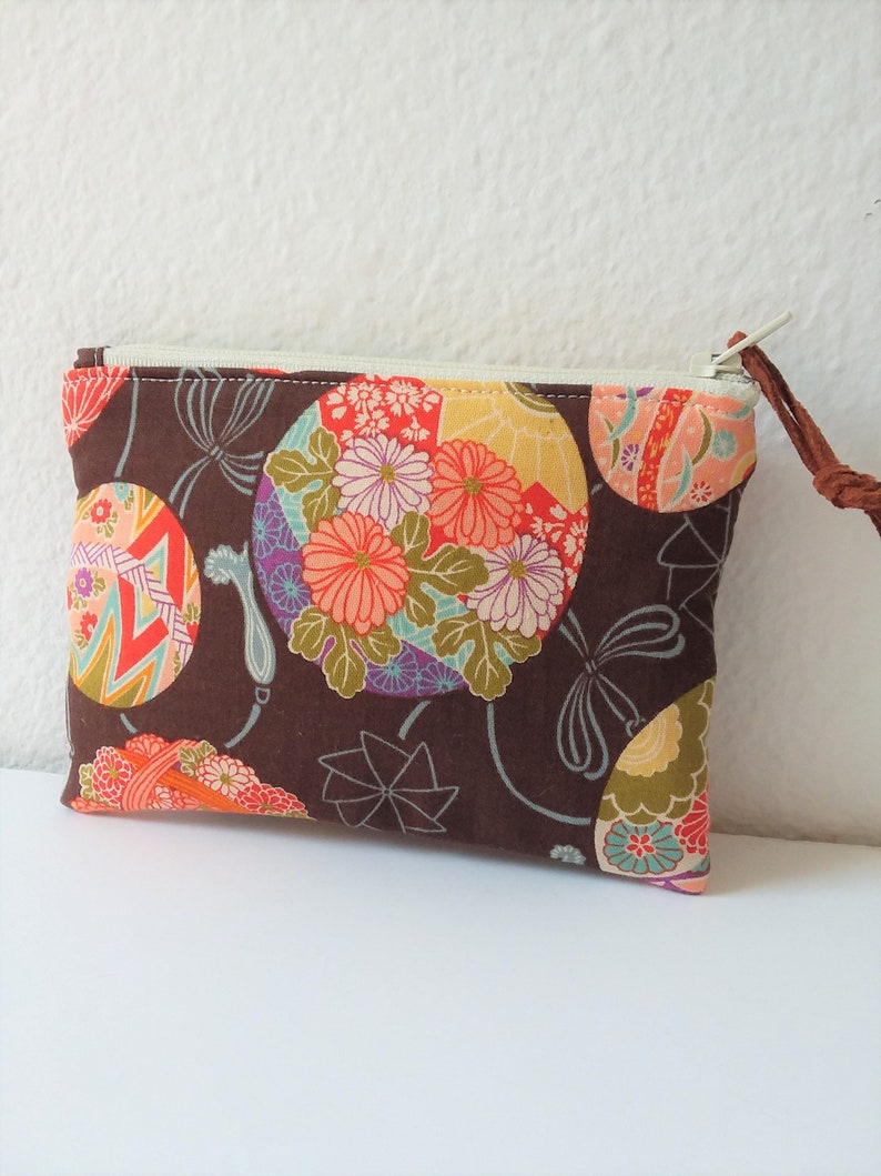 Mini Coin Purse, Small Zipper Pouch, Small Wallet, Card Holder Padded Zipper Pouch kimono image 1