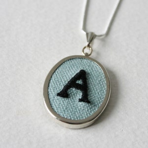 Letter A Personalised Hand Embroidered Monogrammed Necklace