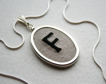 Personalized Letter F Necklace Hand Embroidered Gift For Her