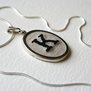 Personalized Jewelry Necklace Hand Embroidered Letter K