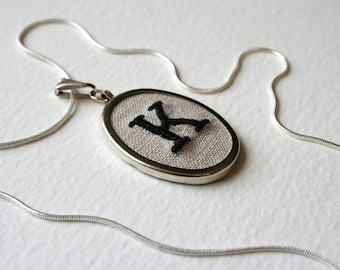 Personalized Jewelry Necklace Hand Embroidered Letter K