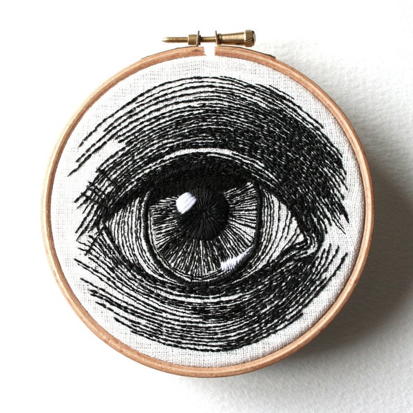 Human Eye Original Stitched Illustrated Wall Plaque