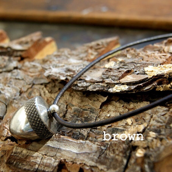 Secret Message Acorn Locket, Antiqued Silver or Gunmetal Acorn Locket Necklace with Leather Cord, Choose Acorn and Leather Color at Checkout