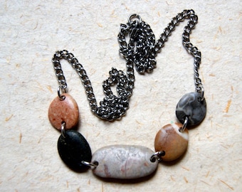 Double Drilled Beach Stone Necklace, Choose Stones at Checkout