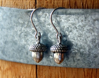 Silver Acorn Earrings - Petite Acorn Earrings