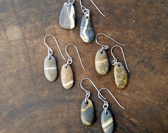 Beach Stone Earrings with Stainless Steel Earwires, Choose Earwire Style and Stone Color at checkout