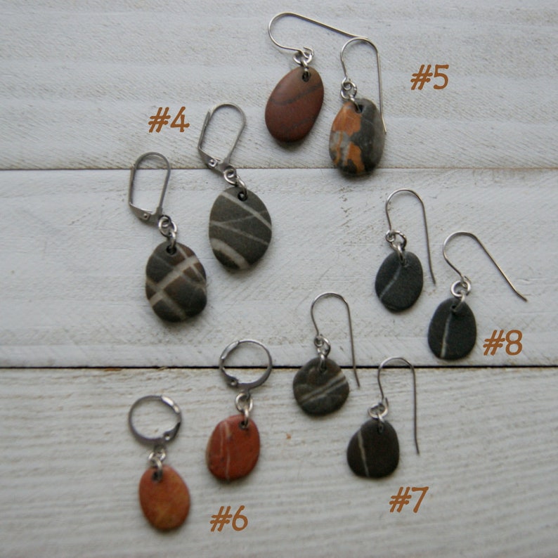 Beach Stone Earrings with Stainless Steel Earwires, Choose Earwire Style and Stone Color at checkout image 6