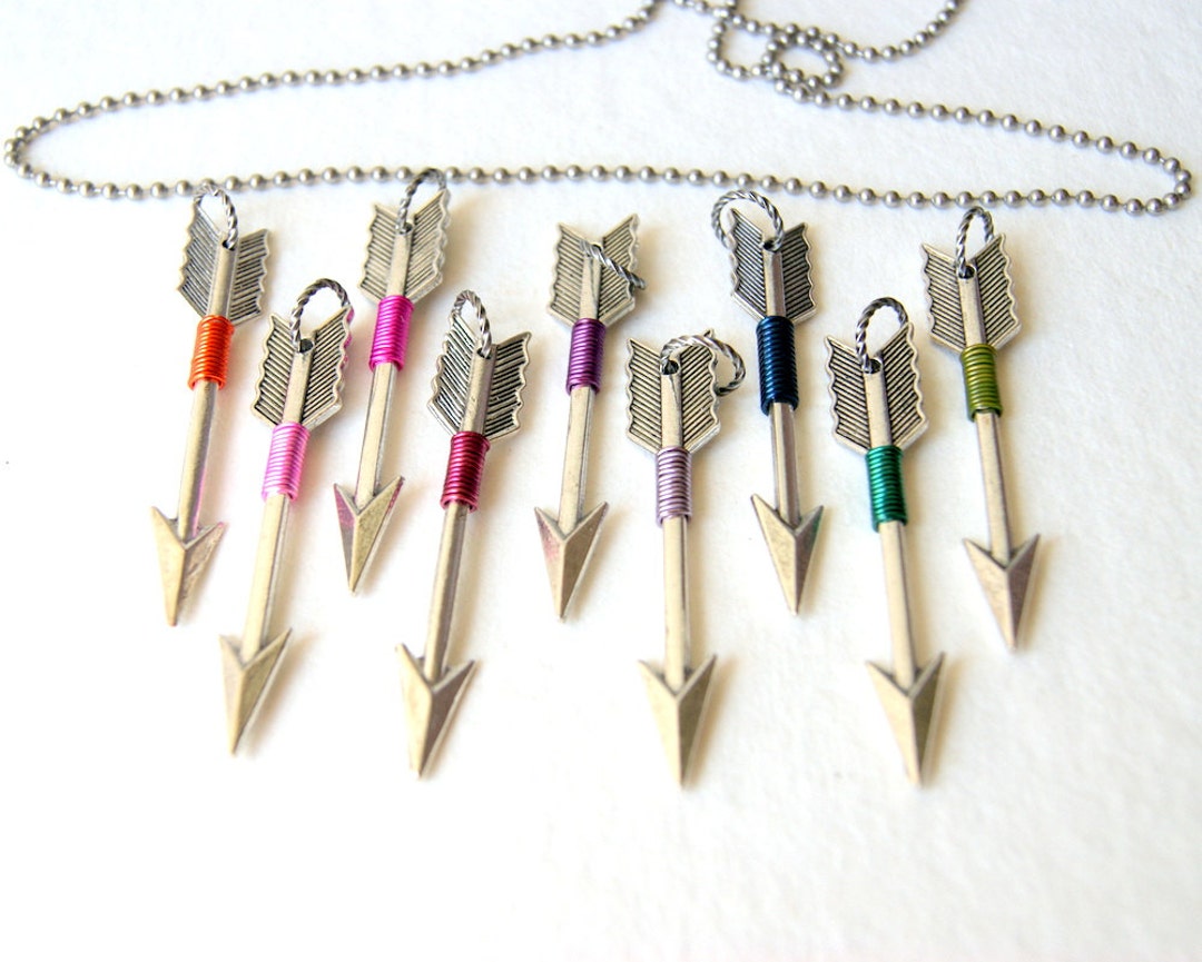 Silver Arrow Necklace, Wire Wrapped Arrow Pendant, Choose
