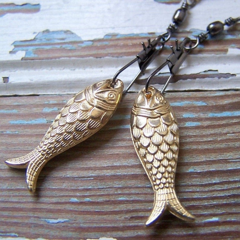 Fish Earrings, Vintage Lucite Fish with Swivel Snaps, Choose Fish and Metal Colors at Checkout 2