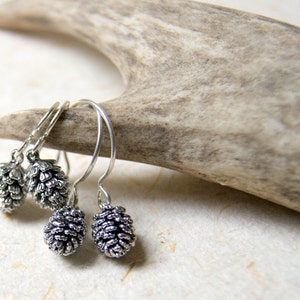 Rustic Silver Pine Cone Earrings with Sterling Silver Ear Wires, Choose Ear Wires at Checkout LAST PAIR image 5