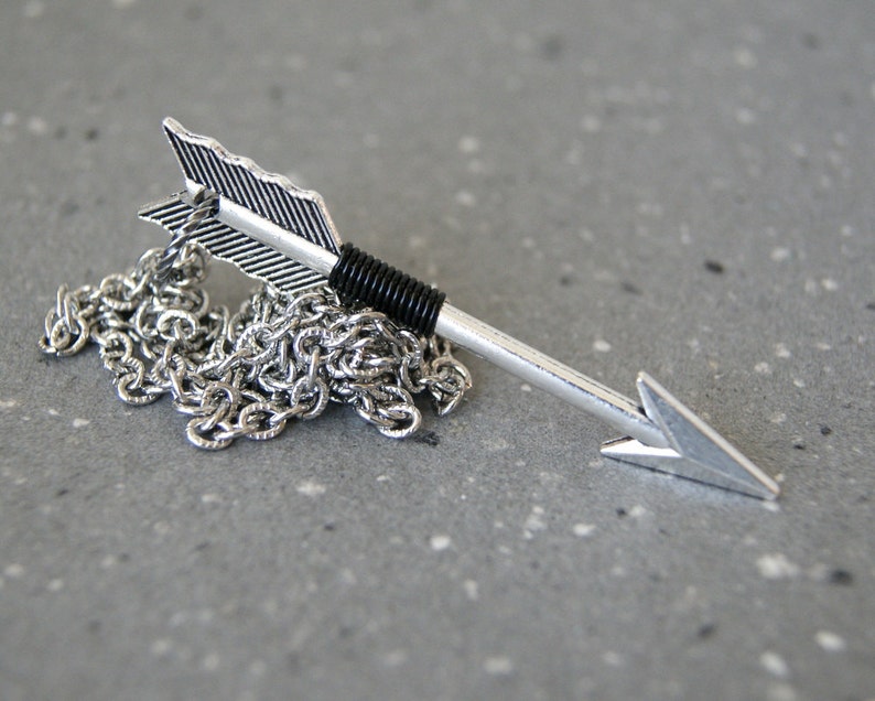 Men's Arrow Necklace Black Wire Wrapped Silver Arrow Etsy