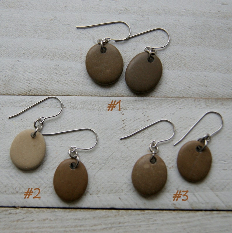 Beach Stone Earrings with Stainless Steel Earwires, Choose Earwire Style and Stone Color at checkout image 5