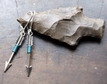 Silver Arrow Earrings, Wire Wrapped Arrows, Choose Wire Color at Checkout