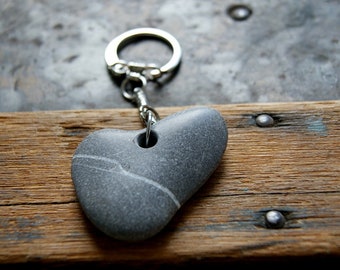 Abstract Beach Stone Heart Key Chain