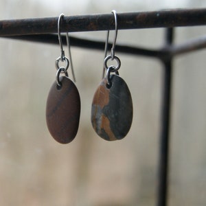 Beach Stone Earrings with Stainless Steel Earwires, Choose Earwire Style and Stone Color at checkout image 4