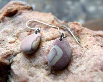 Pink or Red Beach Stone Earrings with Stainless Steel Ear Wires, Choose Earwire Style and Stone Color at checkout