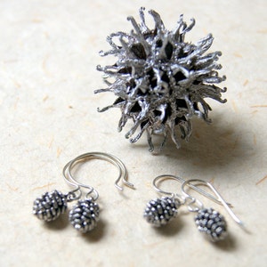 Rustic Silver Pine Cone Earrings with Sterling Silver Ear Wires, Choose Ear Wires at Checkout LAST PAIR image 1