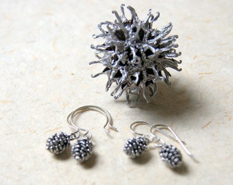 Rustic Silver Pine Cone Earrings