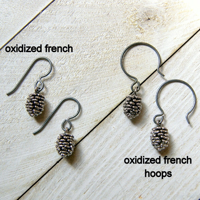 Rustic Silver Pine Cone Earrings with Sterling Silver Ear Wires, Choose Ear Wires at Checkout LAST PAIR image 6