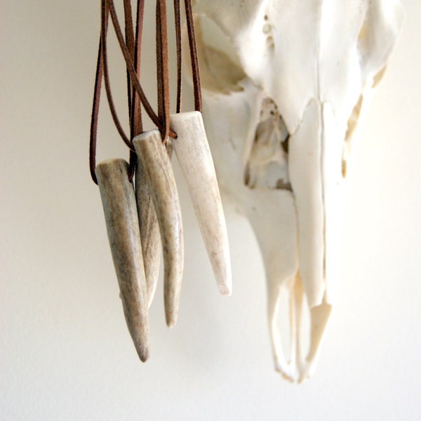 Antler Horn Necklace, Choose Cord Color at Checkout