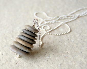 Zen Cairn Necklace with Stainless Steel Ball Chain