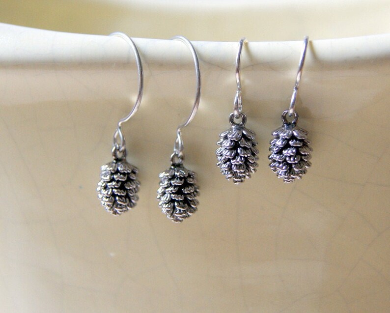 Rustic Silver Pine Cone Earrings with Sterling Silver Ear Wires, Choose Ear Wires at Checkout LAST PAIR image 4