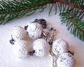 Winter White Necklace - Whitewashed Necklace - vintage plastic beads - vintage enamel chain - winter fashion - gift under 50