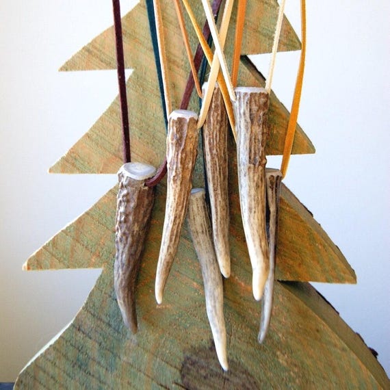 Large Deer Antler Pendant Necklace: Buckskin Lace Cord, Choose Your Antler