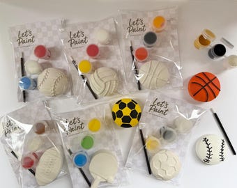Kit de pintura de yeso para niños: béisbol, fútbol americano, fútbol, voleibol + recuerdo de fiesta de pintura, set de manualidades de verano para cumpleaños.