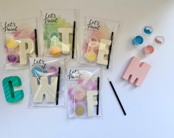 Kit de yeso para pintar letras para niños / Actividad de pintura DIY / Kit de manualidades para niños / Recuerdo creativo para fiestas / Inicial del alfabeto ABC para escribir nombres