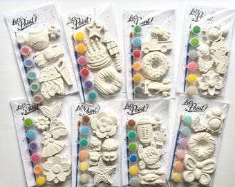 Kit de pintura de yeso variado para niños / Actividad de pintura DIY / Kit de manualidades para las vacaciones de verano / Set mixto para beber y pintar / Sin pantallas