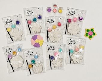 Kit para niños para pintar flores de yeso / Actividad de pintura DIY / Kit de manualidades para niños / Creativo, recuerdo de fiesta, cumpleaños, bebida y pintura