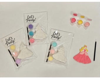 Kit de pintura de yeso para niños: ¡Pinta tu propia princesa! / Manualidades para fiestas / Regalo de cumpleaños de verano / Pintura y bebida
