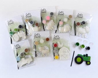 Kit de pintura de yeso para niños: animales de granja, ideal para fiestas de pintura y cumpleaños.