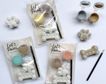 Kit para niños para pintar tu propio perro de yeso / Actividad de pintura DIY / Kit de manualidades para niños / Creativo, recuerdo de fiesta, hueso de perro con huella de pata de cumpleaños