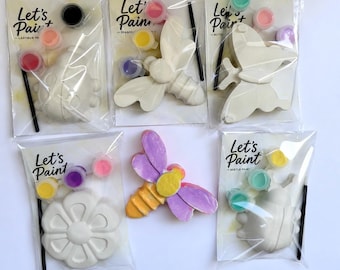 Kit de pintura de yeso DIY para niños: Mariposa, flor, mariquita, libélula, escarabajo, manualidades, regalo de fiesta de cumpleaños.