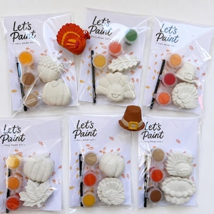 Kids Paint Your Own FALL Plaster Painting Kit: DIY Paint Party Favor Craft Birthday Art Set | Paint and Sip Fall Thanksgiving Turkey Pumpkin