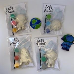 Kids Paint Your Own SPACE Plaster Painting Kit | DIY Craft Party Favor Birthday | Earth Astronaut Spaceship | Sip & Paint Summer Activity