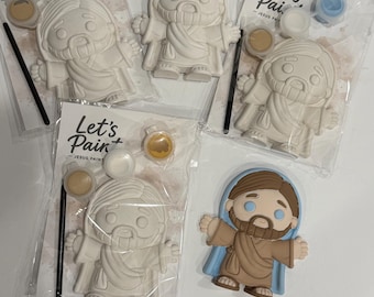 Kit para niños para pintar tu propio yeso de Jesús / Actividad de pintura DIY / Kit de manualidades / Recuerdos de fiesta, cumpleaños, pintura y vino / Artículos religiosos para la Escuela Bíblica de Vacaciones