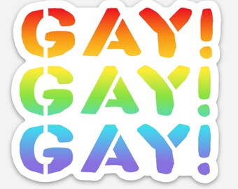 GAY GAY GAY! diecut rainbow Pride sticker decal queer lgbtq