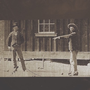 Billy the Kid Croquet Match closeup of the 5 Million? Tintype 344!!