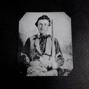tintype of Quadruple Armed Pistolero Civil War tintype C1008RP