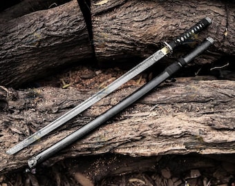 Espada samurái de espiga completa con hoja de Damasco forjada a mano personalizada / Katana de dragón Lothar Tanto para exhibición de cosplay y regalo para él