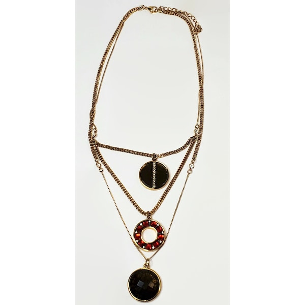 Marie Osmond Triple Strand Three Pendant Necklace 19"