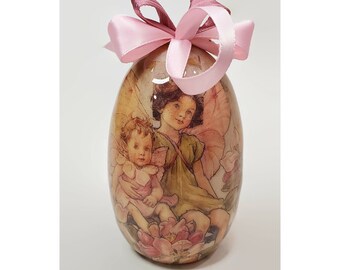 A Festival of Flower Fairies Decoupage Egg Ornament Patricia Reach Estate CM Bar