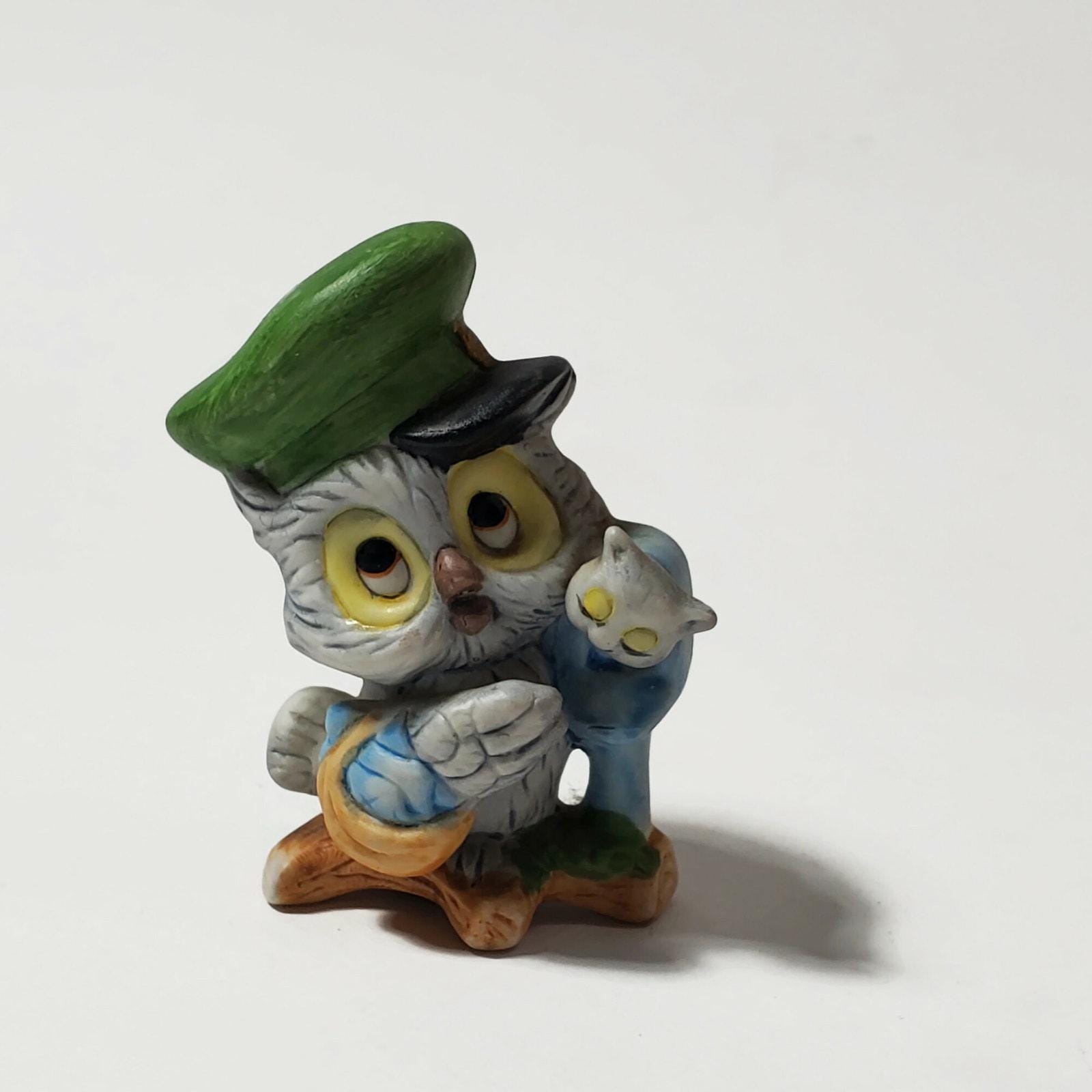 Vintage Enesco Mail Carrier Mailman Postman Owl Figure